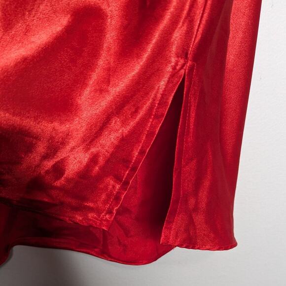 Body Drama Vintage 90's Red Satin Mini Slip Dress Polka Dot Collar Button Detail - Picture 6 of 9